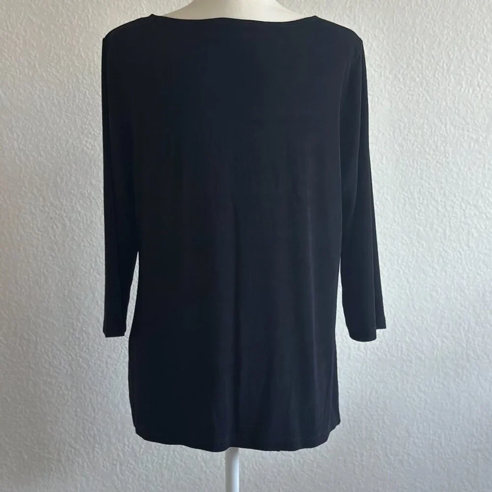 Chico’s Travelers Black Tunic Top with Zipper Detail Size 2 (12/14) - Picture 5 of 7